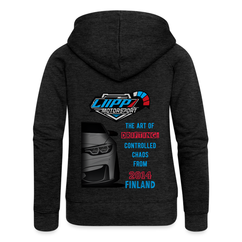 Lataa kuva gallerian katseluohjelmaan Women&#39;s Premium Hooded Jacket LiippiMotorsport - charcoal grey
