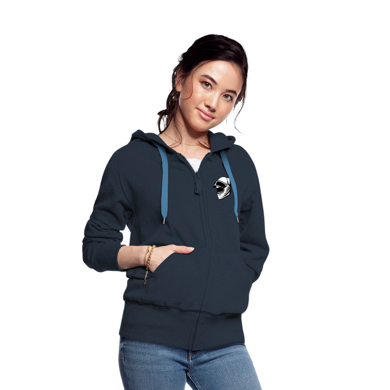 Lataa kuva gallerian katseluohjelmaan Women&#39;s Premium Hooded Jacket LiippiMotorsport - navy
