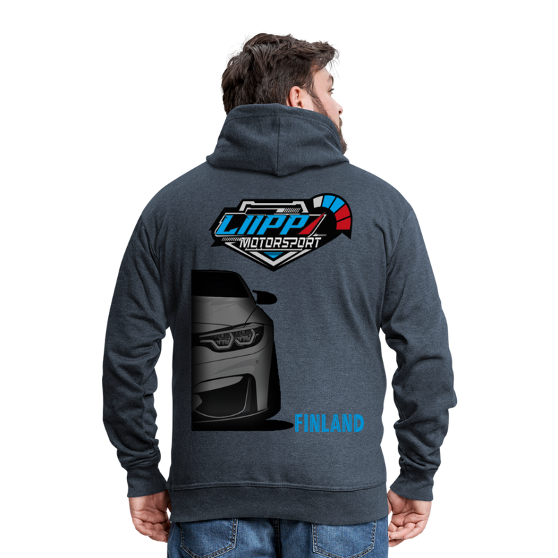 Lataa kuva gallerian katseluohjelmaan Men&#39;s Premium Hooded Jacket LiippiMotorsport - heather denim
