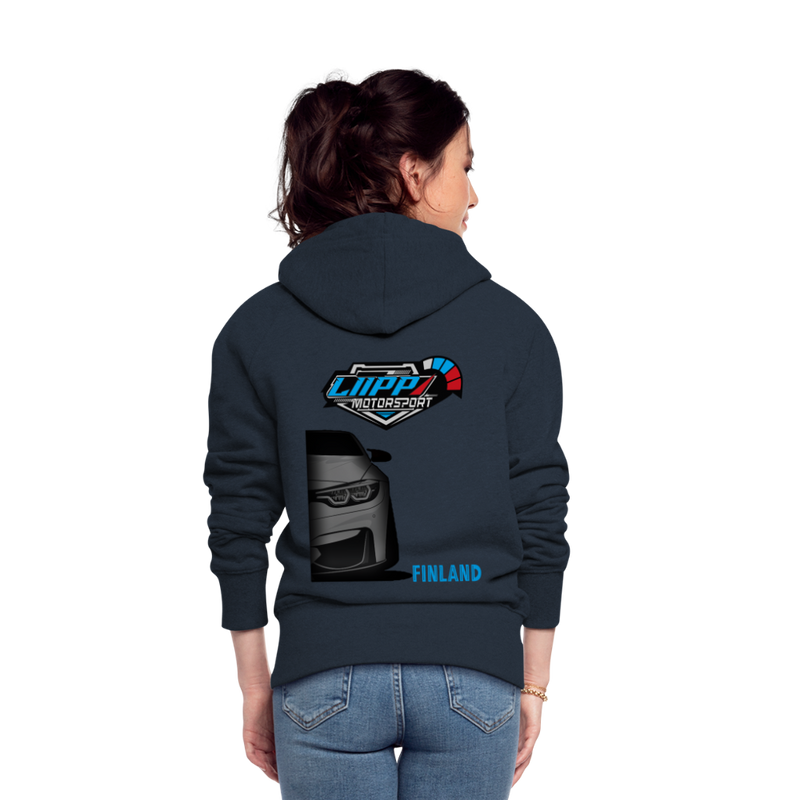 Lataa kuva gallerian katseluohjelmaan Women&#39;s Premium Hooded Jacket LiippiMotorsport - navy
