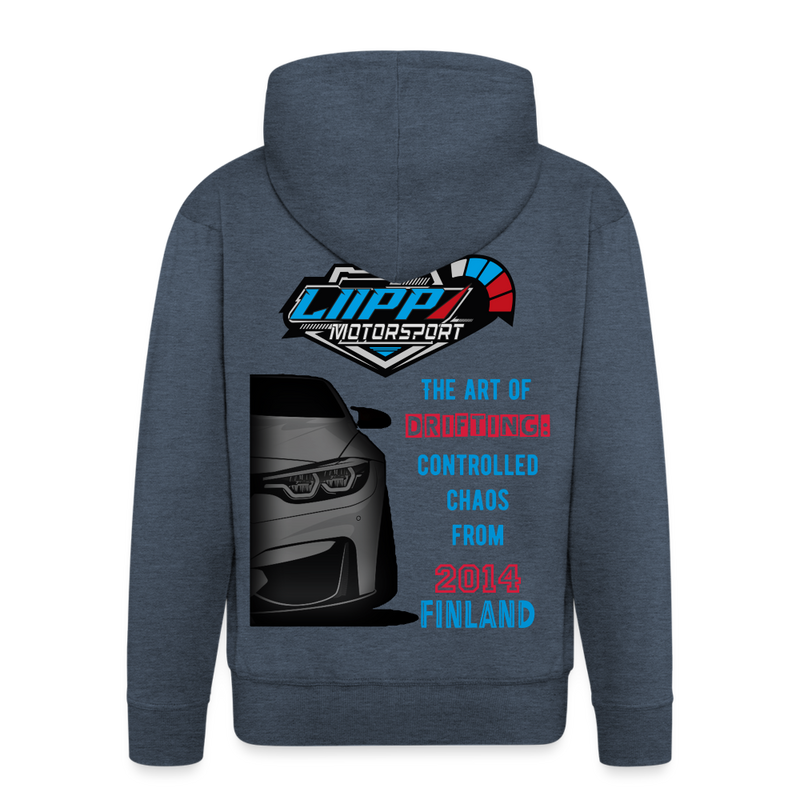 Lataa kuva gallerian katseluohjelmaan Men&#39;s Premium Hooded Jacket LiippiMotorsport - heather denim
