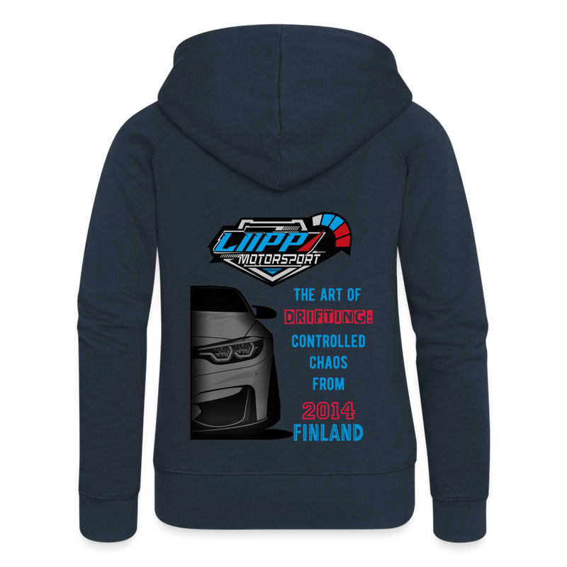 Lataa kuva gallerian katseluohjelmaan Women&#39;s Premium Hooded Jacket LiippiMotorsport - navy
